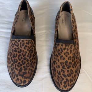 Clarks Brown Leopard Print Loafers